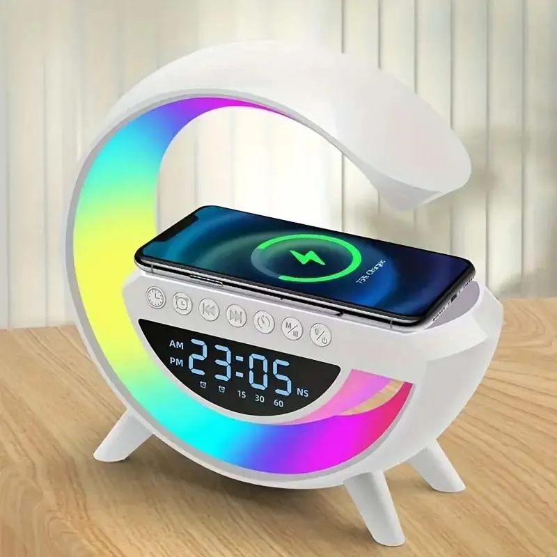 3 in 1 G Lamp Speaker with Wireless charger & Alarm Clock