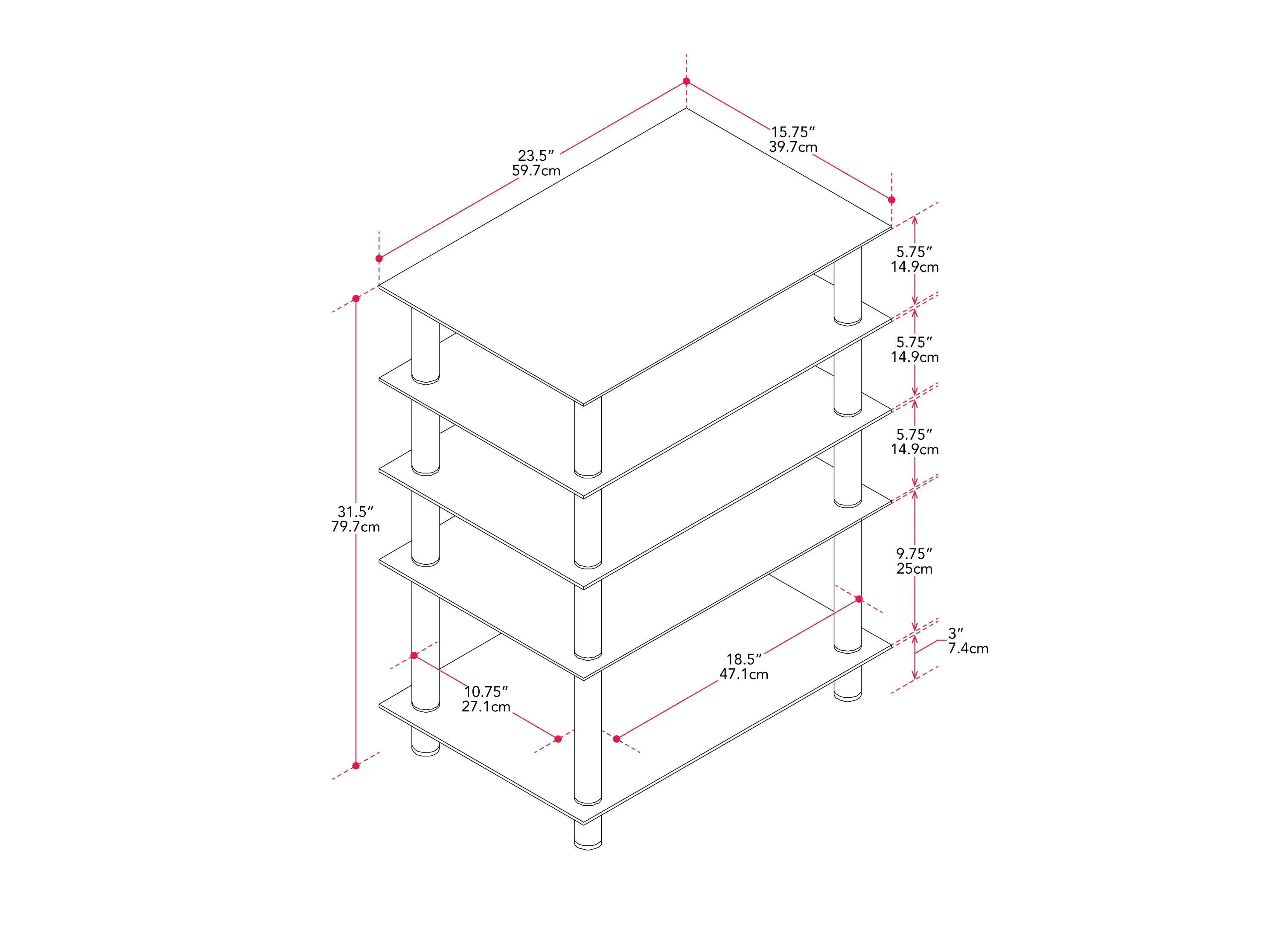 5-Tiers Media Component Stand