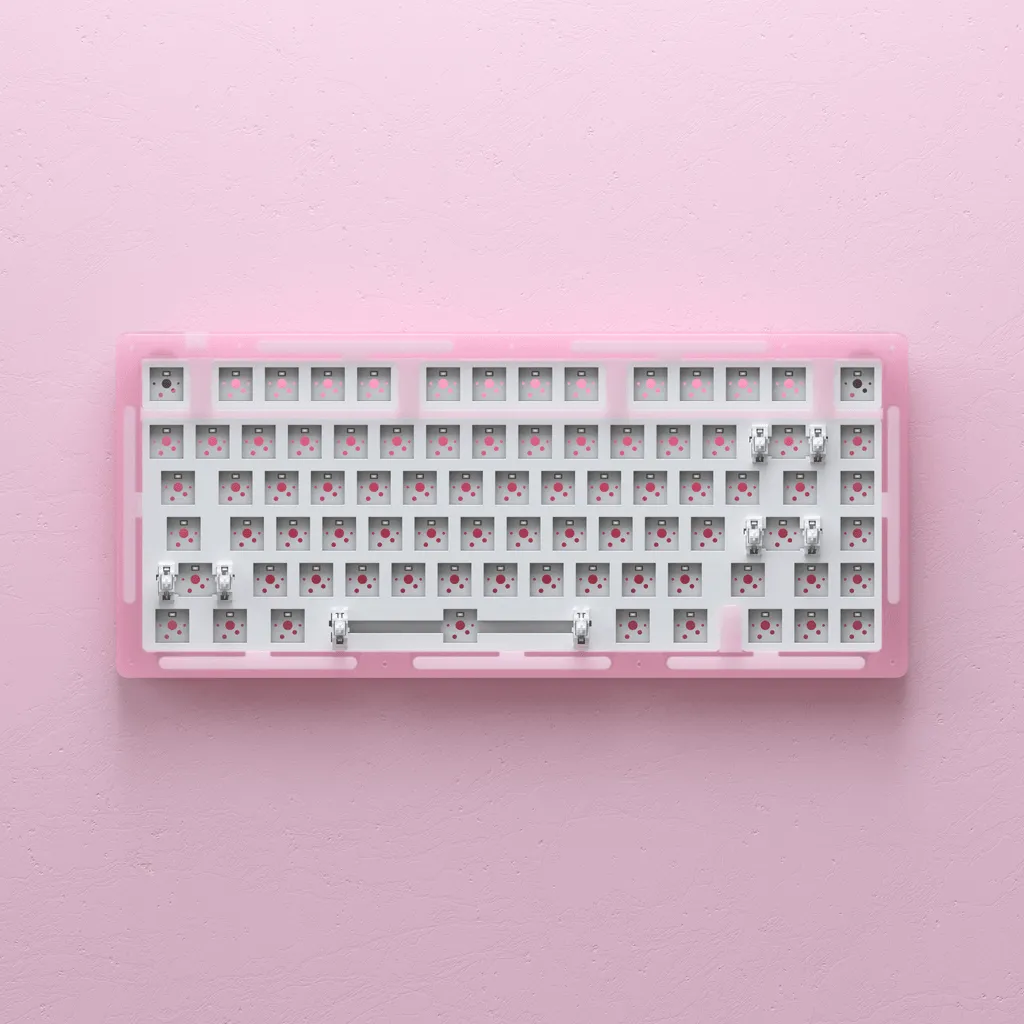 AKKO ACR75 RGB CUSTOM MECHANICAL KEYBOARD HOT-SWAPPABLE DIY KIT SOCKET GASKET MOUNT WITH 81-KEY LAYOUT ACRYLIC CASE (PINK)