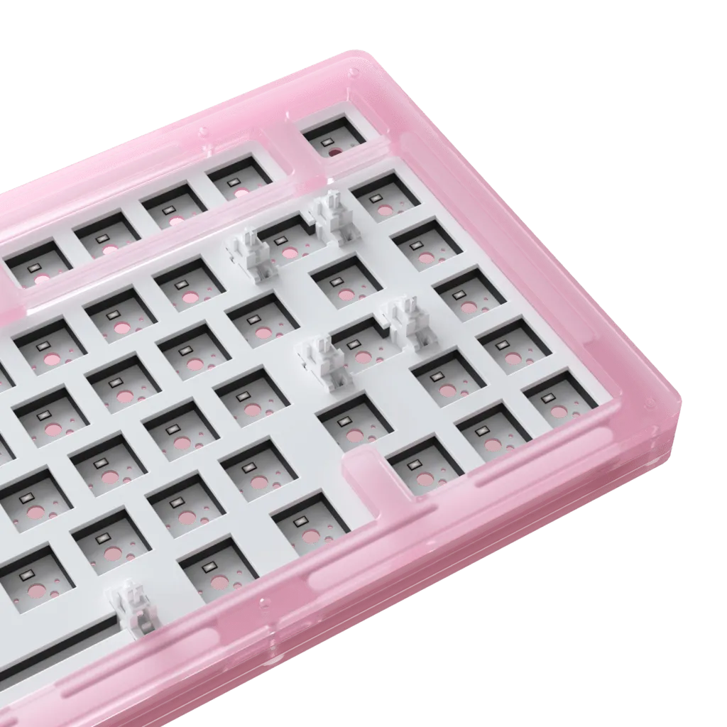 AKKO ACR75 RGB CUSTOM MECHANICAL KEYBOARD HOT-SWAPPABLE DIY KIT SOCKET GASKET MOUNT WITH 81-KEY LAYOUT ACRYLIC CASE (PINK)