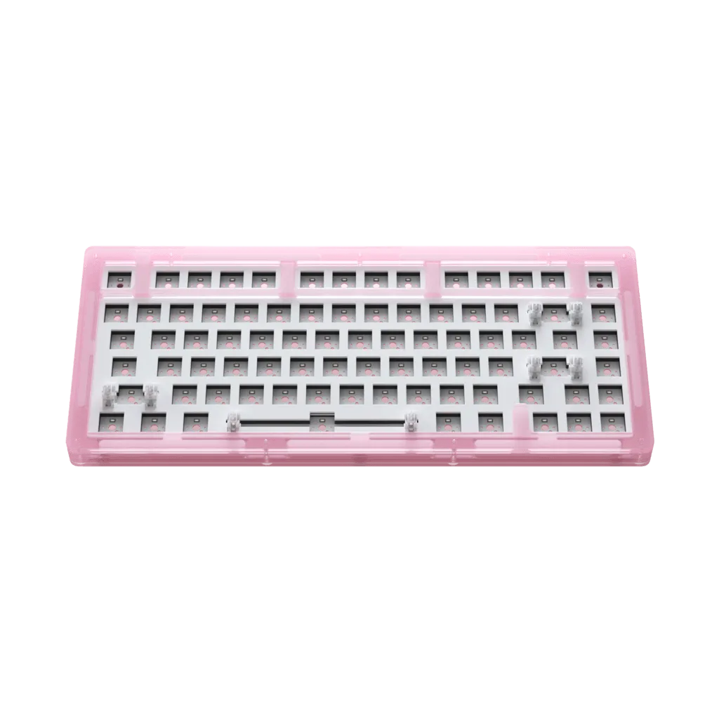 AKKO ACR75 RGB CUSTOM MECHANICAL KEYBOARD HOT-SWAPPABLE DIY KIT SOCKET GASKET MOUNT WITH 81-KEY LAYOUT ACRYLIC CASE (PINK)