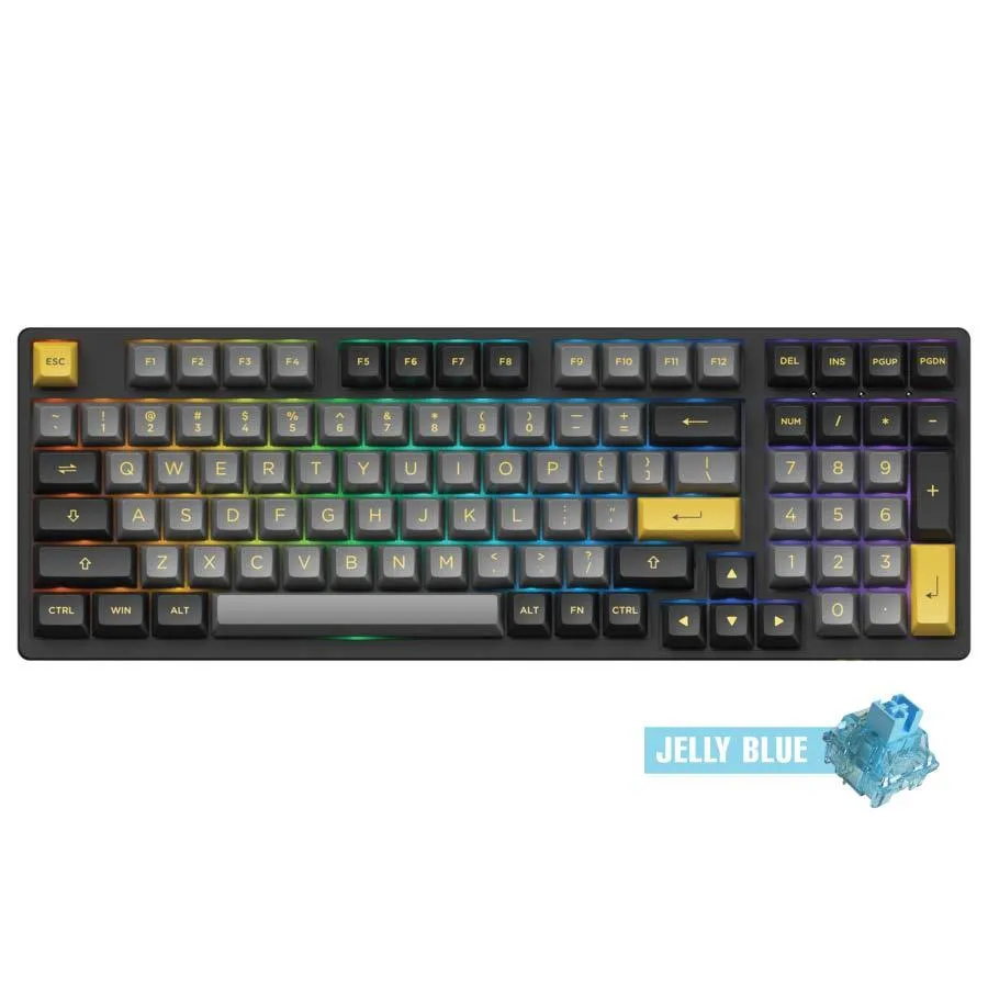 Akko Black & Gold 3098B Mechanical Keyboard (Akko Switch Jelly Blue)