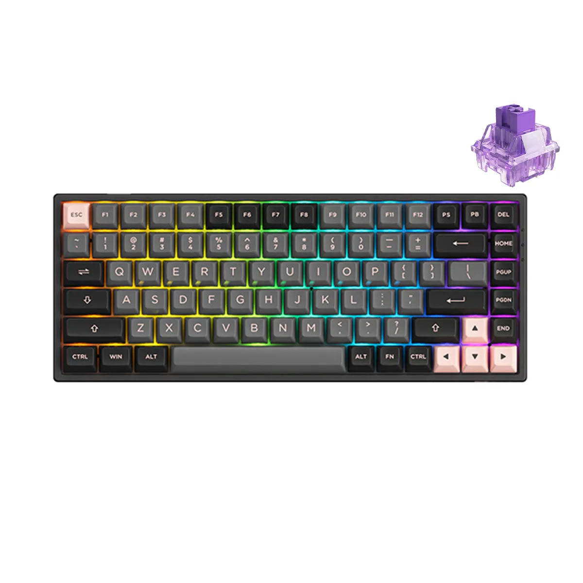 AKKO BLACK & PINK 3084B PLUS MECHANICAL KEYBOARD (AKKO CS JELLY PURPLE)