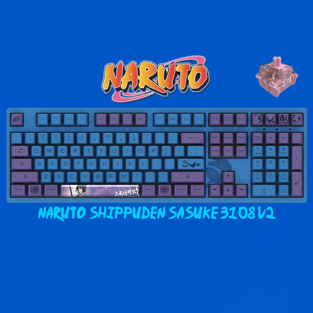 Akko Naruto Shippuden Sasuke 3108 V2 Wired Mechanical Keyboard (Akko 2nd Gen Pink)