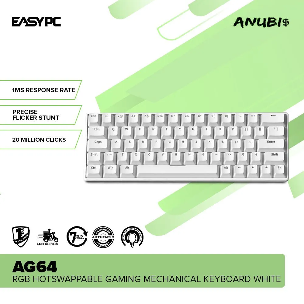 Anubis AG64 RGB Hotswappable Gaming Mechanical Keyboard White