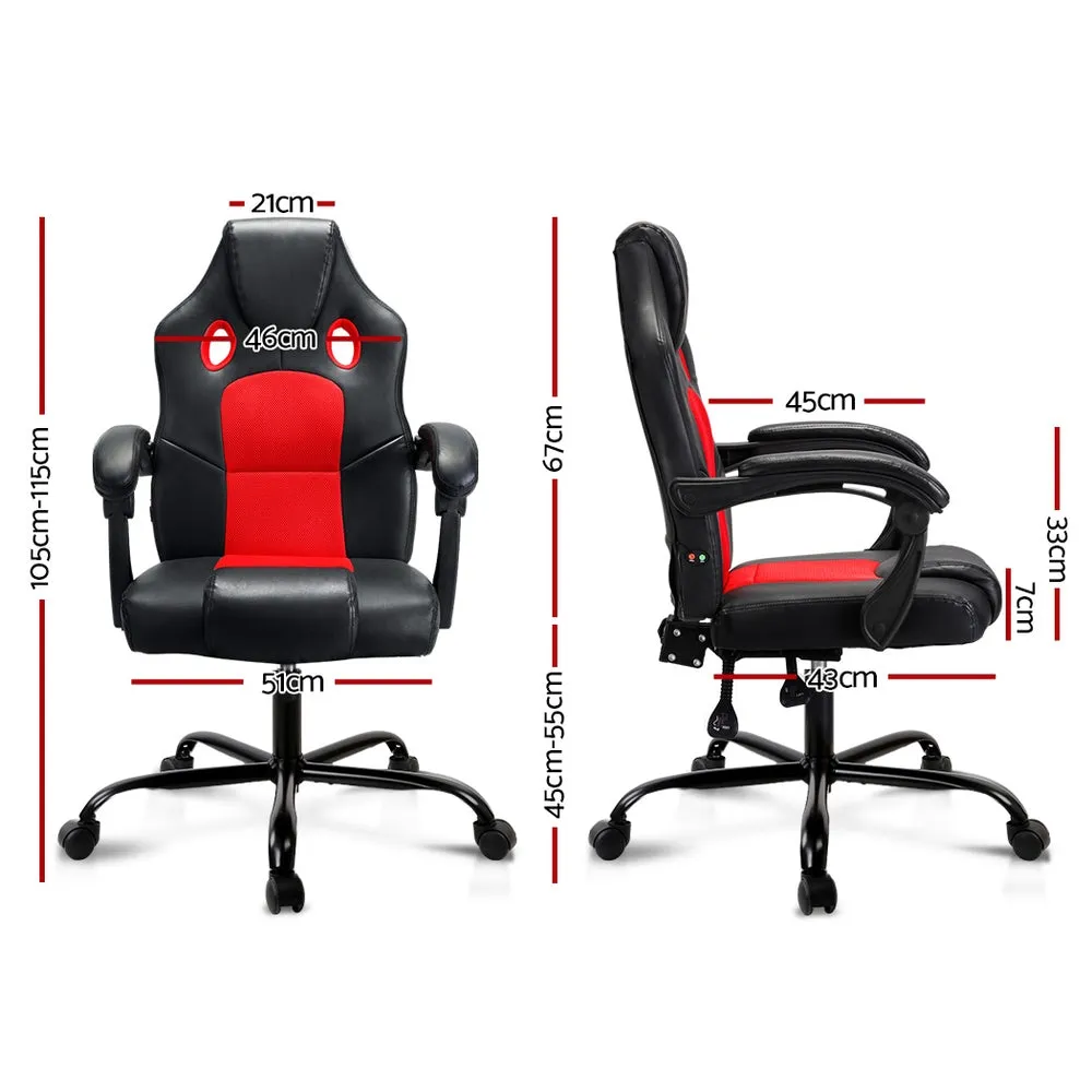 Artiss Massage Office Gaming Racer Chair Red