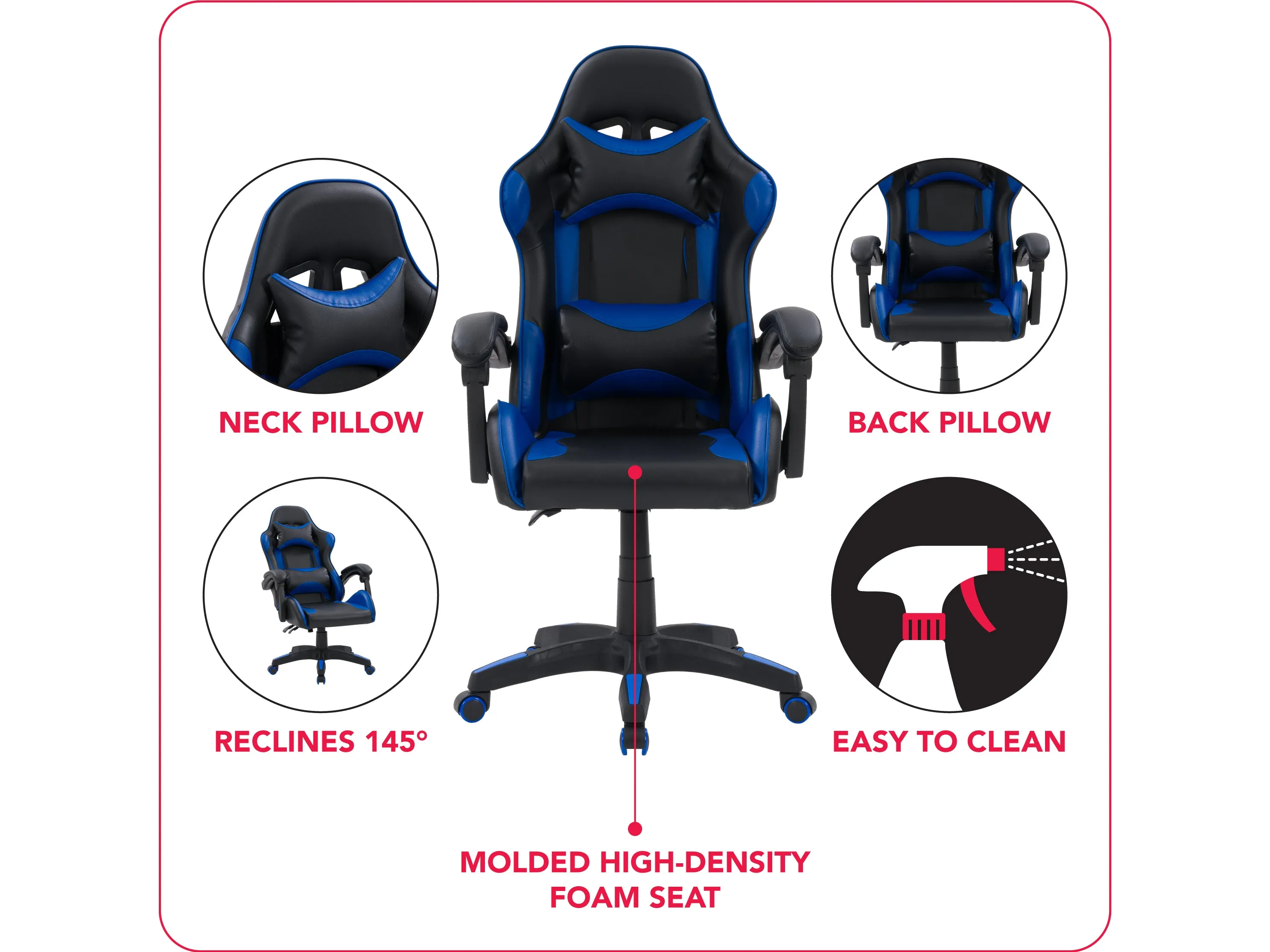 Black and Blue Gaming Office Chair