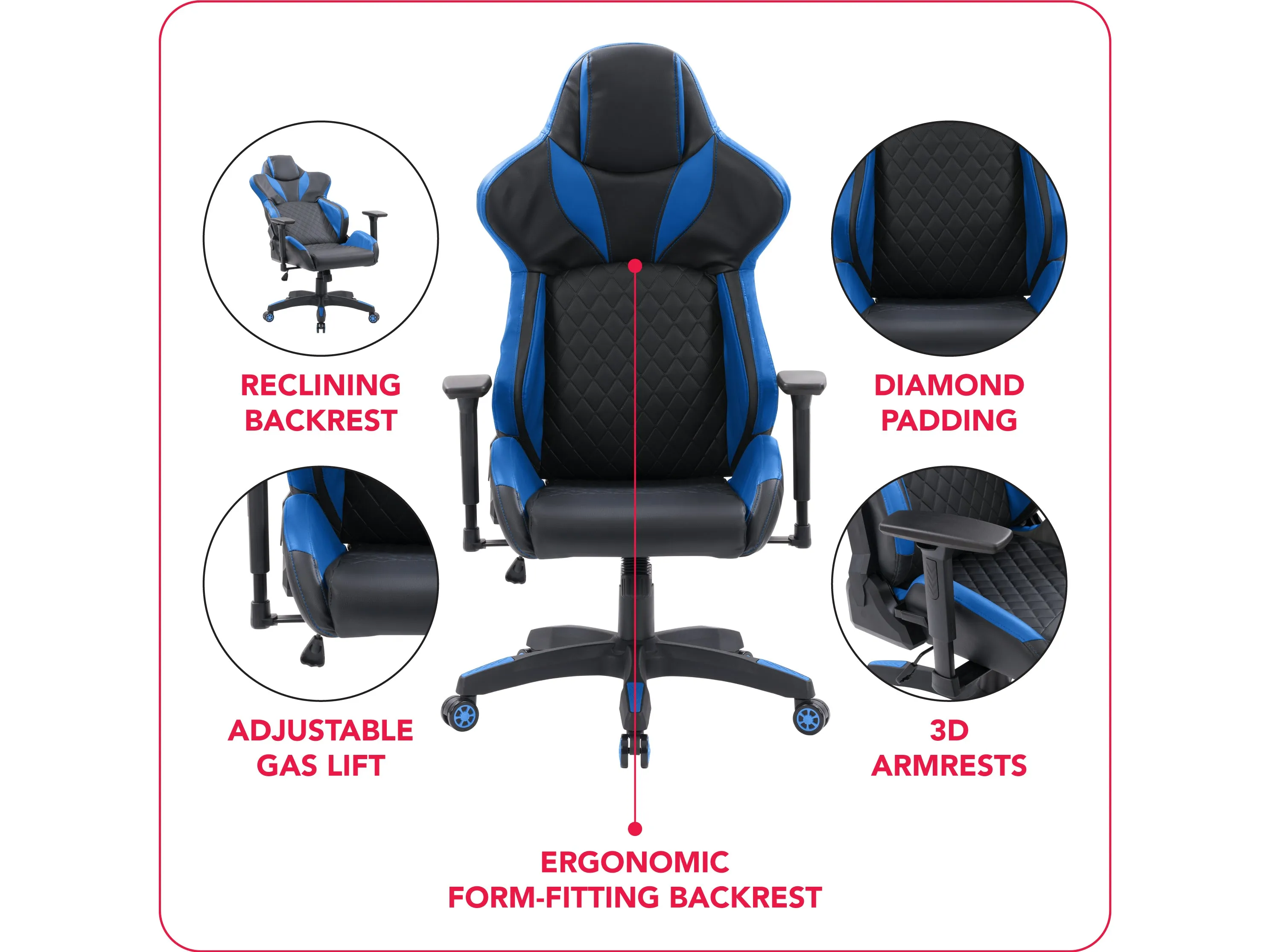 Black and Blue Gaming Reclining Chair