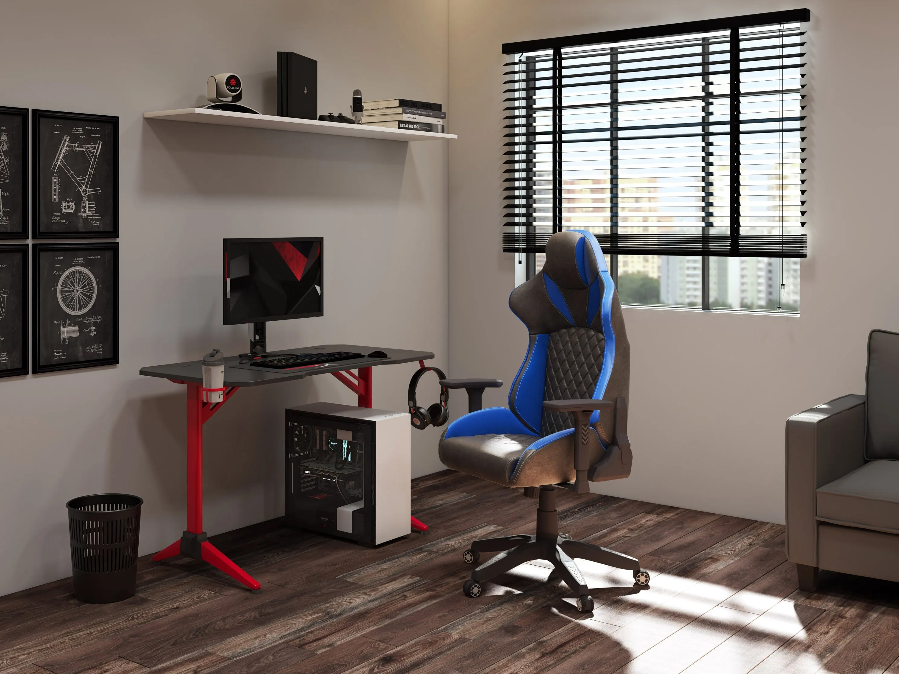 Black and Blue Gaming Reclining Chair