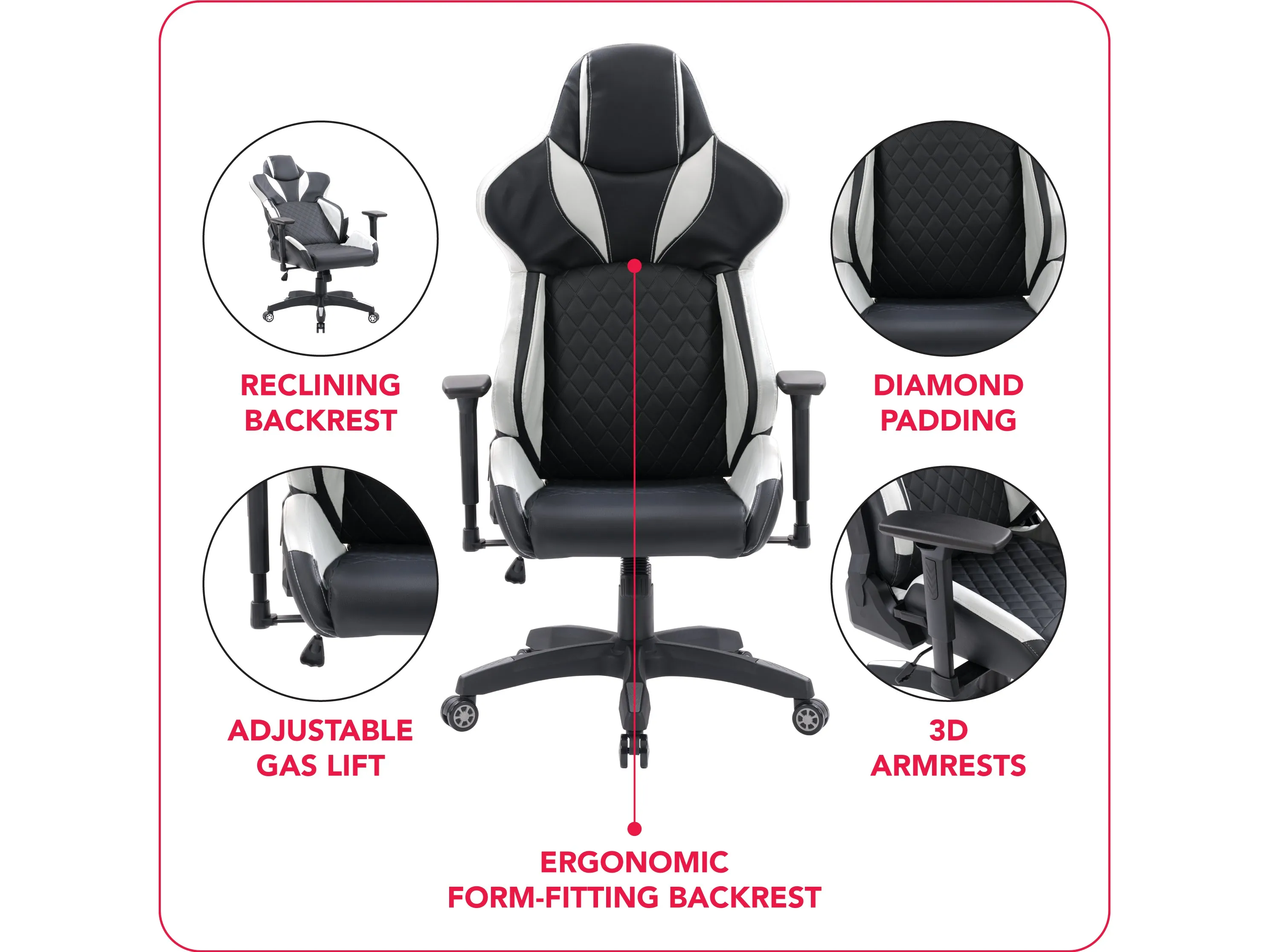 Black and White Gaming Office Chair