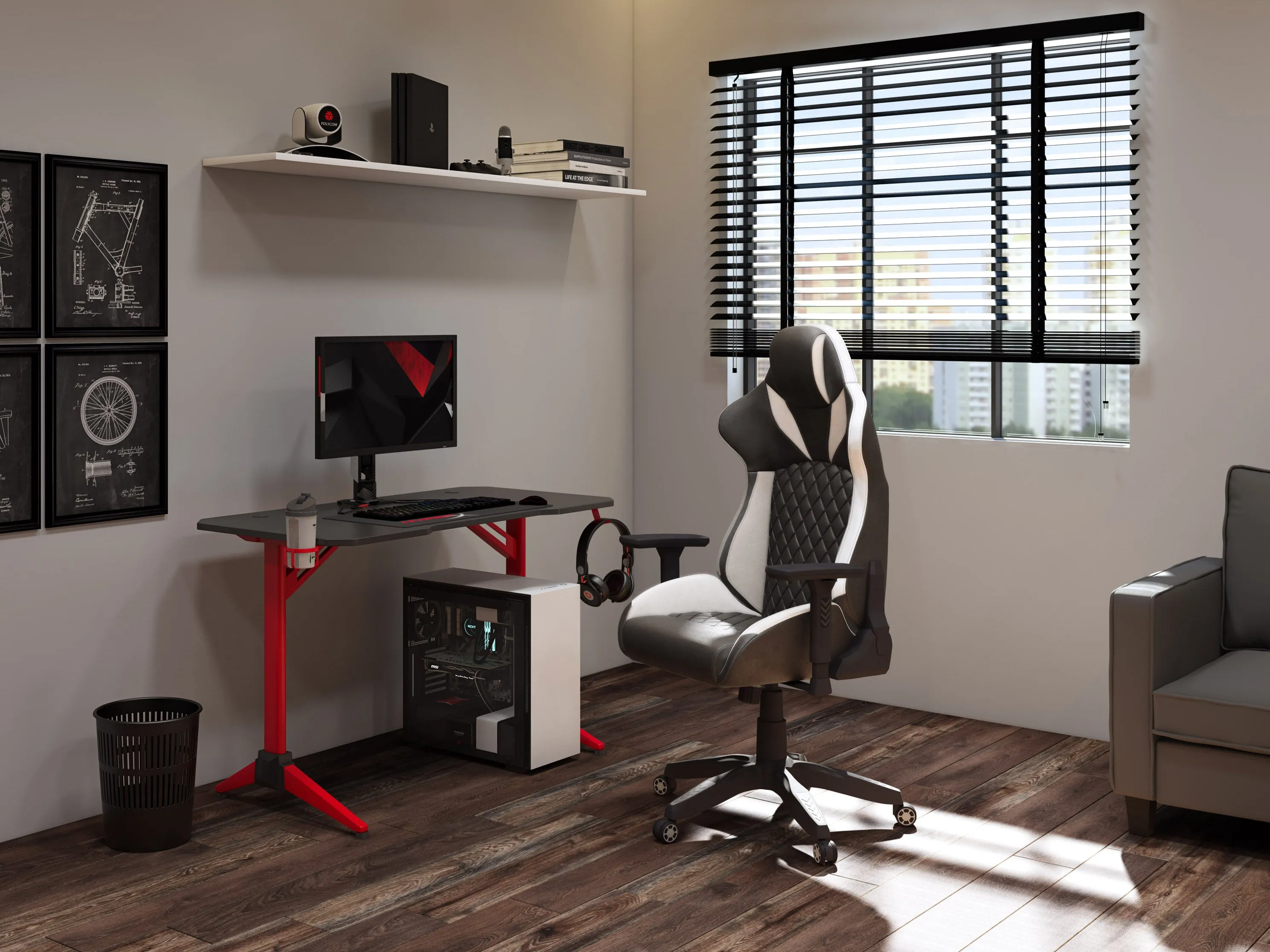 Black and White Gaming Office Chair