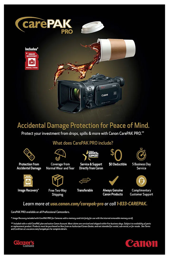 Canon CarePAK PRO 3 Year Protection Plan for EOS Cinema Cameras - $2,000-$2,499