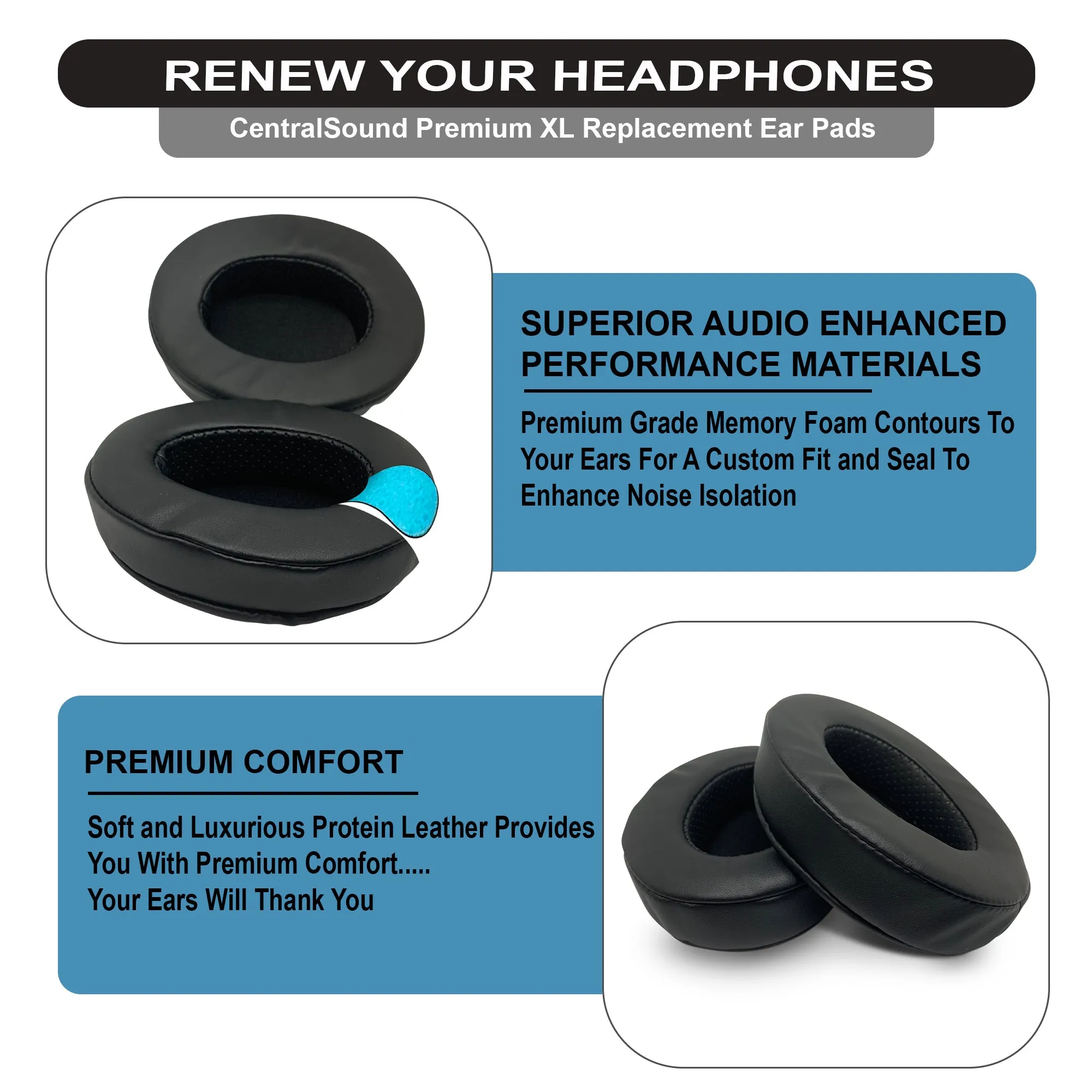 CentralSound Premium XL Replacement Ear Pads for Turtle Beach Gaming Headsets