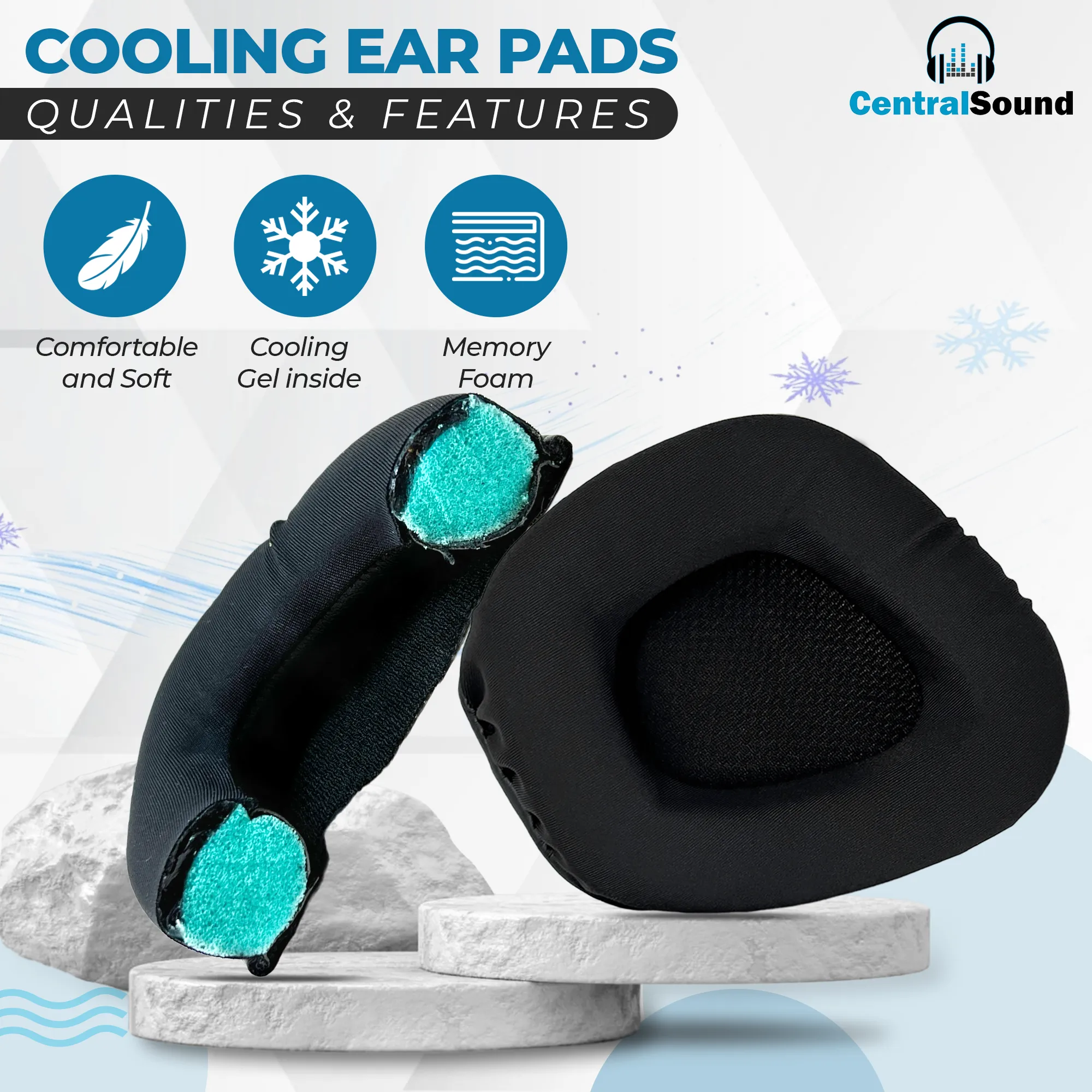 CentralSound Replacement Cooling Gel Upgraded Ear Pad Cushions for Corsair VOID PRO - RGB - Elite Gaming Headset