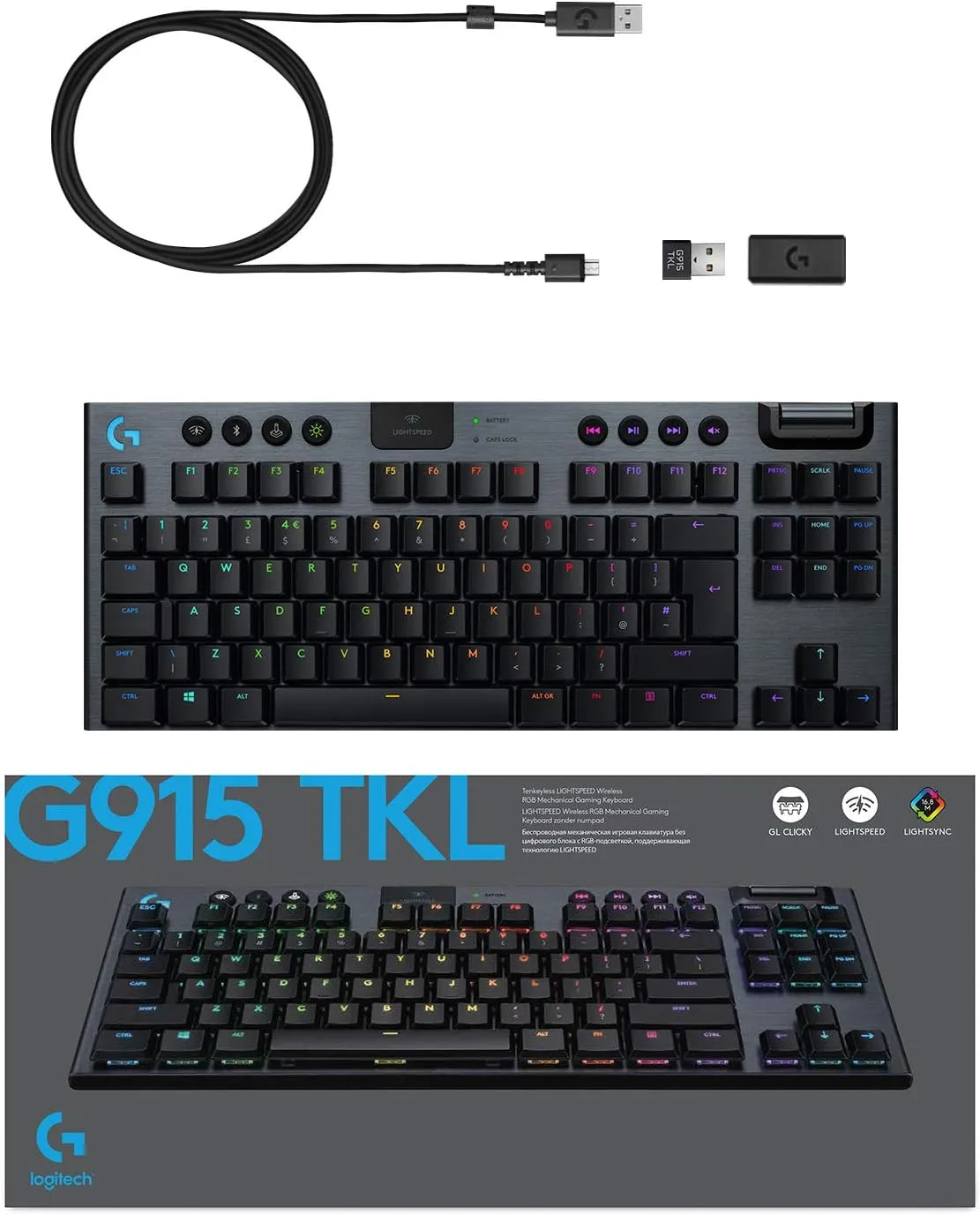 Certified Refurbished - Logitech - G915 LIGHTSPEED TKL Wireless Mechanical GL Clicky Switch Gaming Keyboard