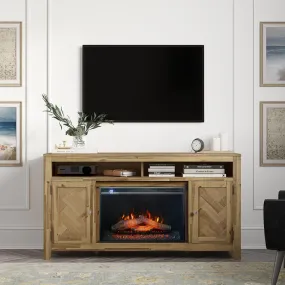 Chevron Ash Electric Fireplace & Media Console - 60"