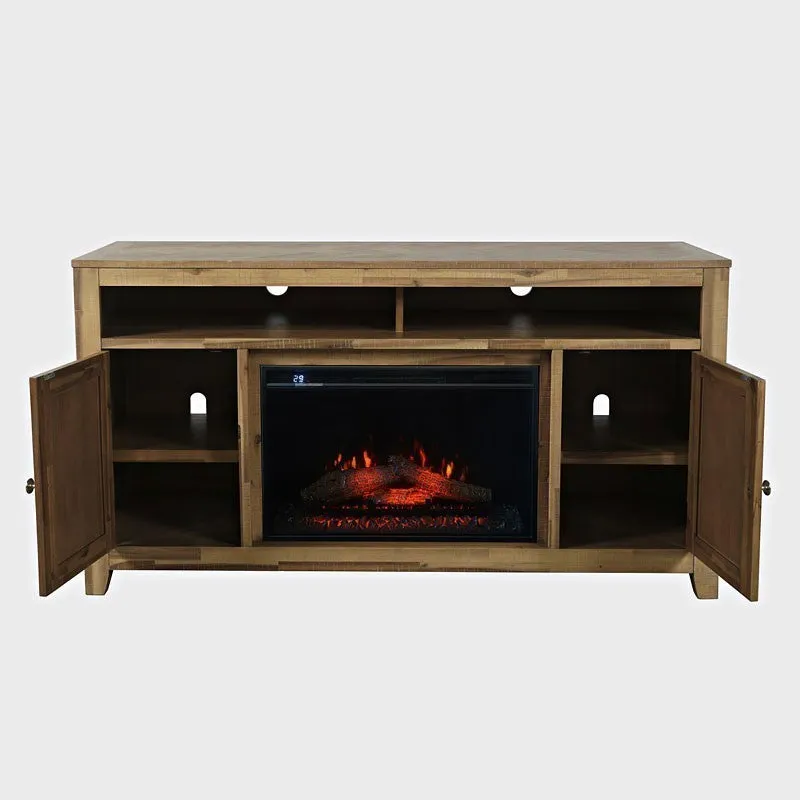 Chevron Ash Electric Fireplace & Media Console - 60"