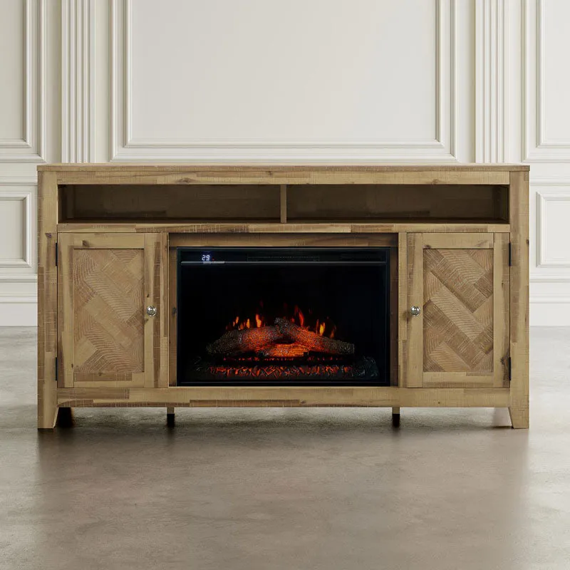 Chevron Ash Electric Fireplace & Media Console - 60"