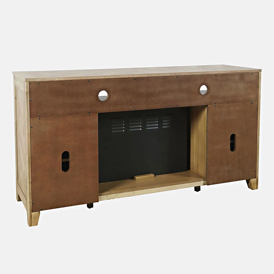 Chevron Ash Electric Fireplace & Media Console - 60"