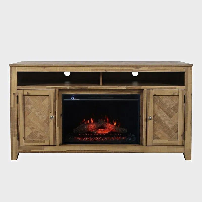 Chevron Ash Electric Fireplace & Media Console - 60"