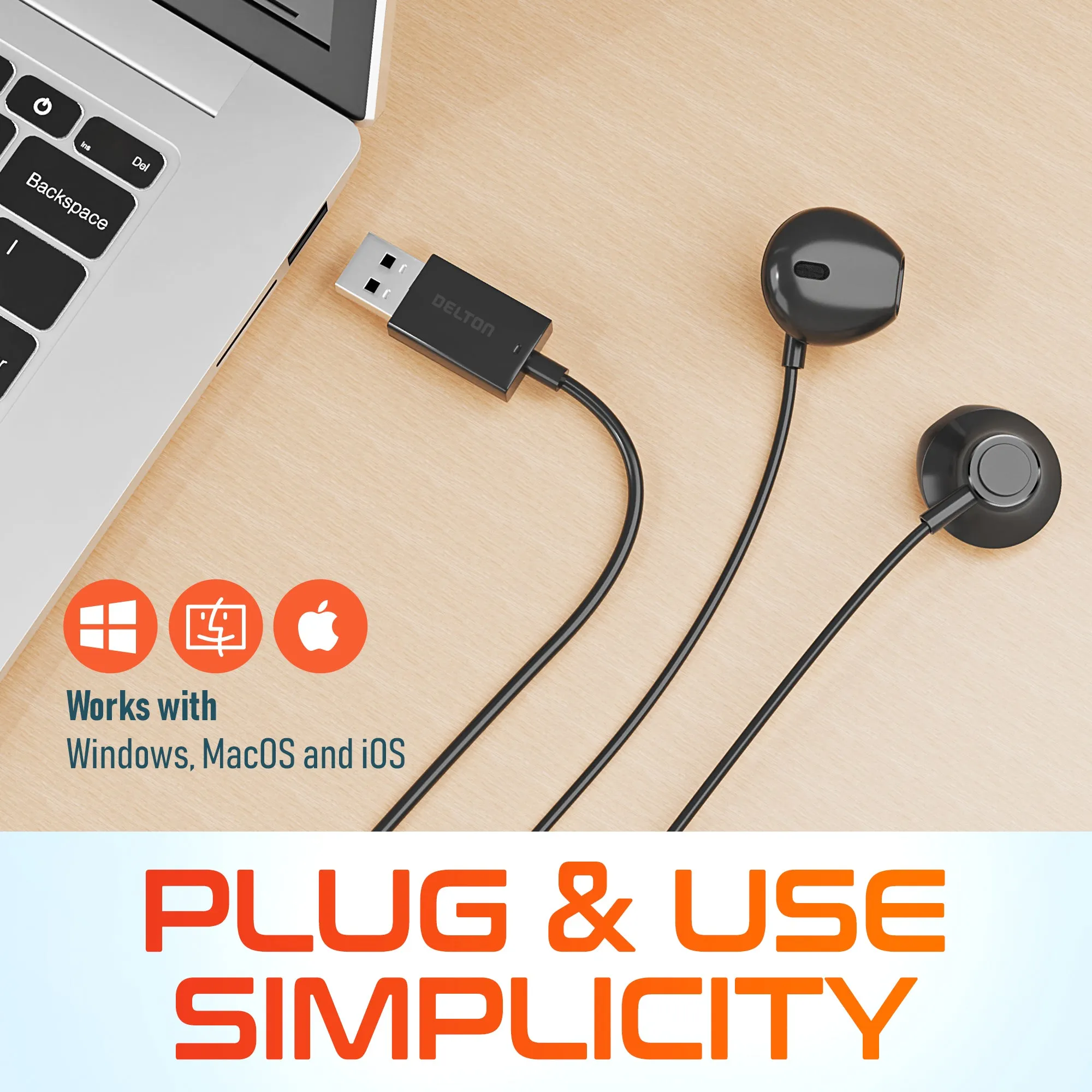 Delton 10E Stereo In-Ear USB-A Computer Headset