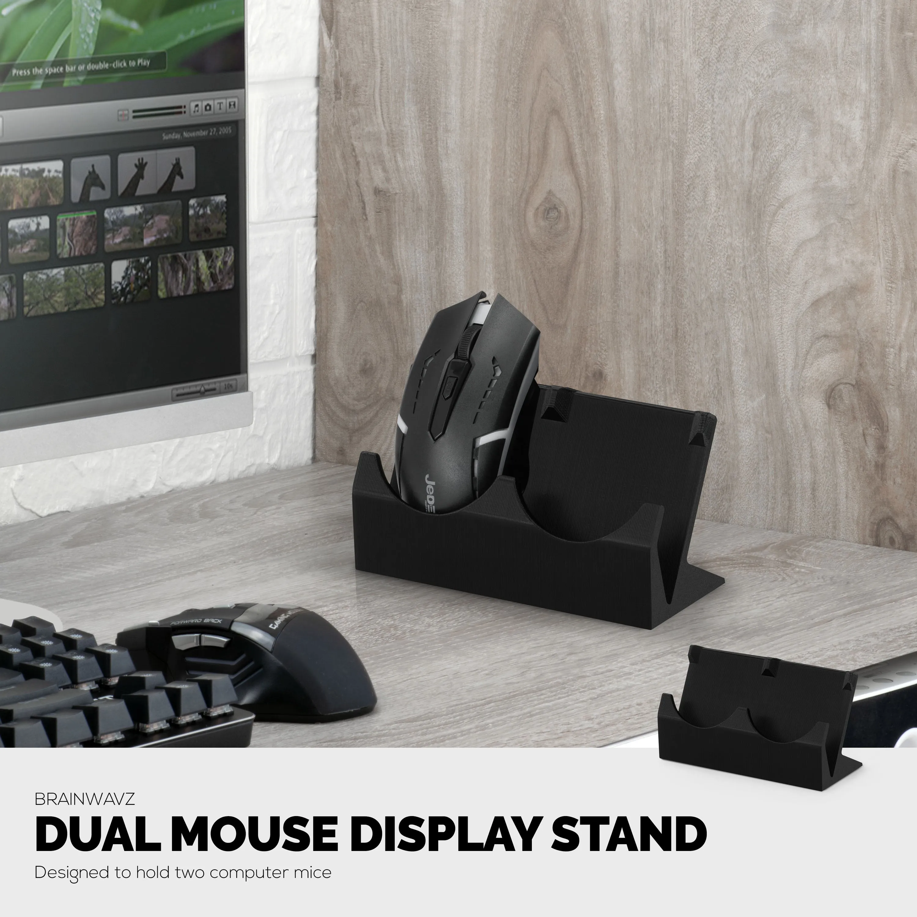 Desktop Dual PC Mouse Stand Holder, Suitable for Small Or Large Gaming & Office Mice From Logitech, Razer, Corsair & More