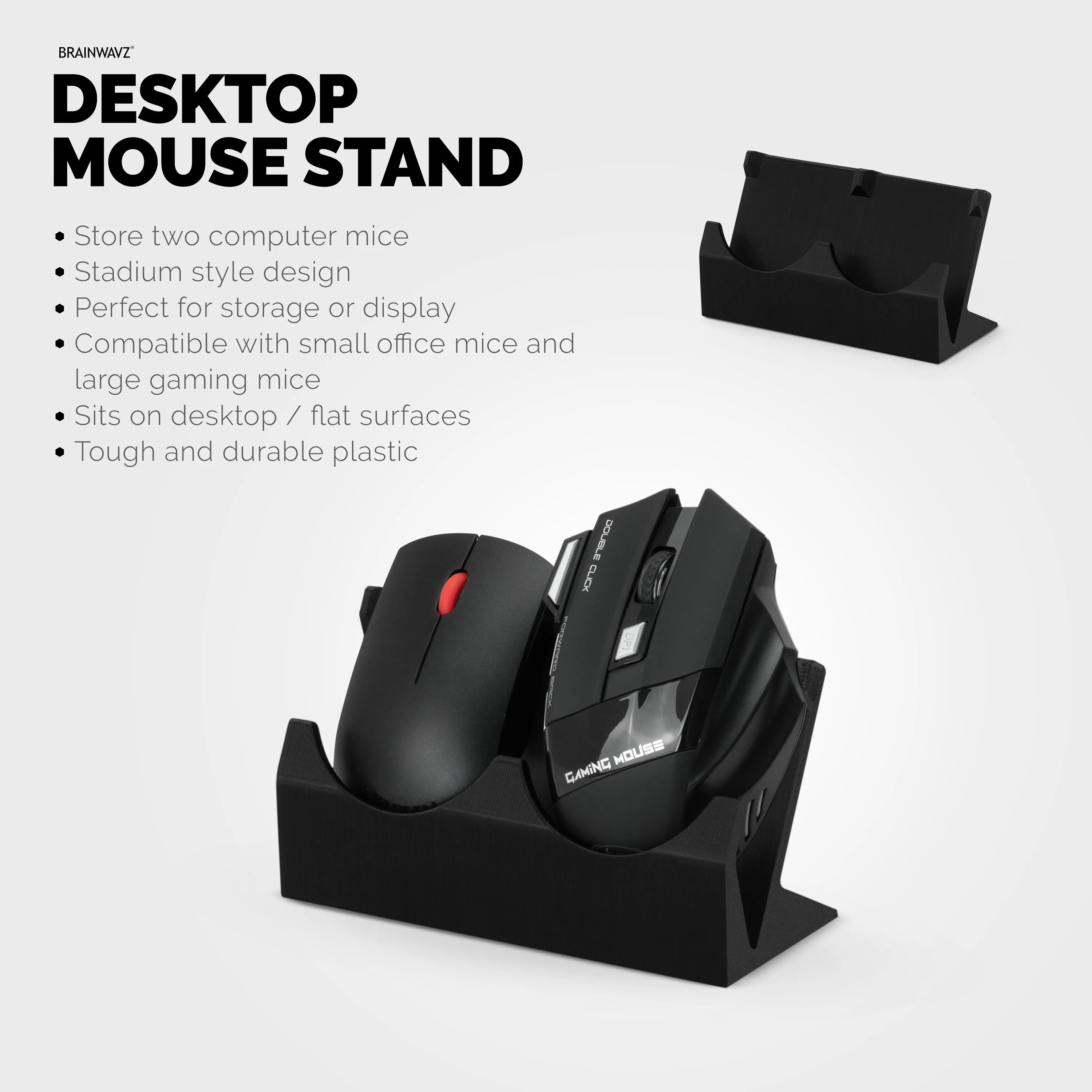 Desktop Dual PC Mouse Stand Holder, Suitable for Small Or Large Gaming & Office Mice From Logitech, Razer, Corsair & More