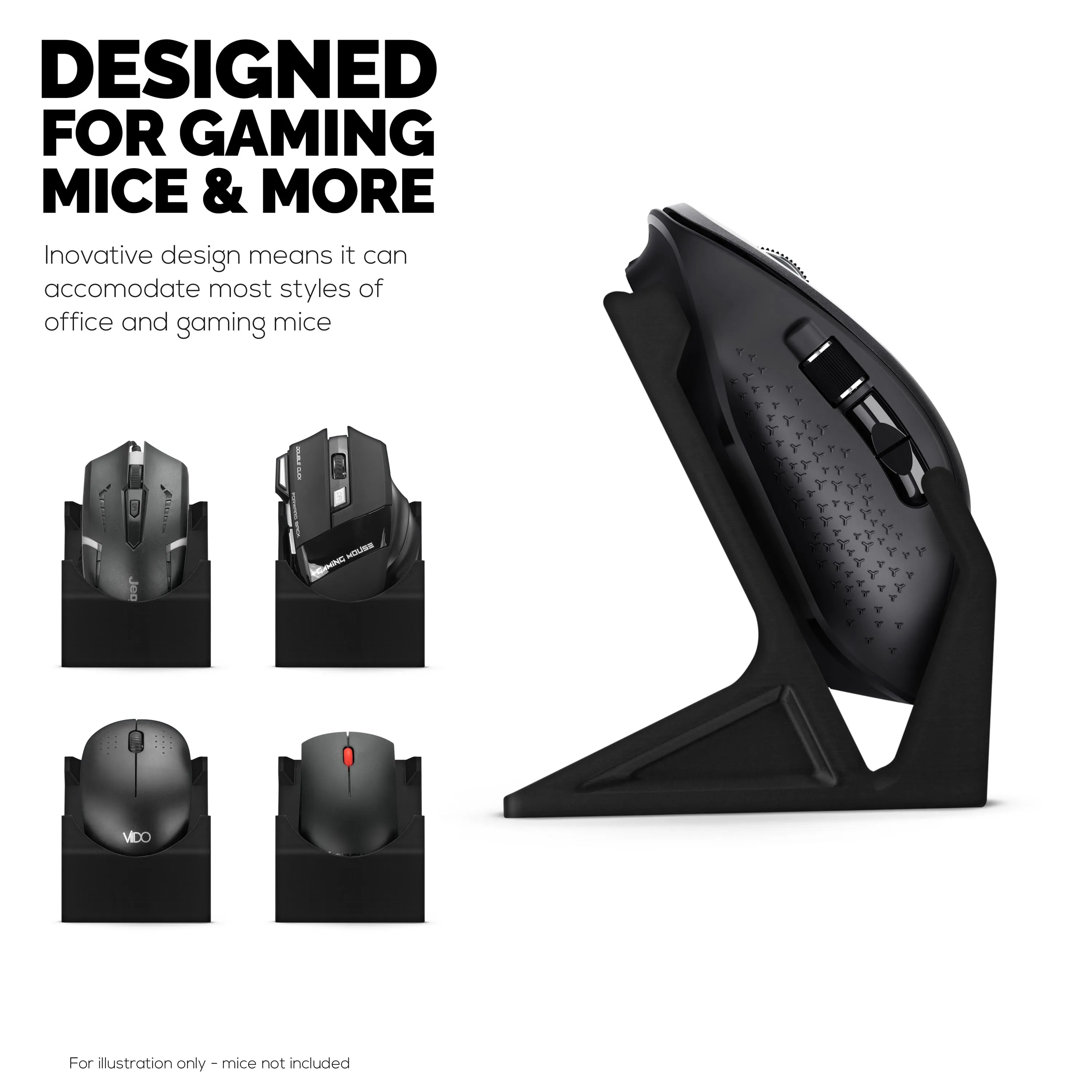 Desktop PC Mouse Stand Holder for Gaming & Office Mice like Logitech, Razer, Corsair & More