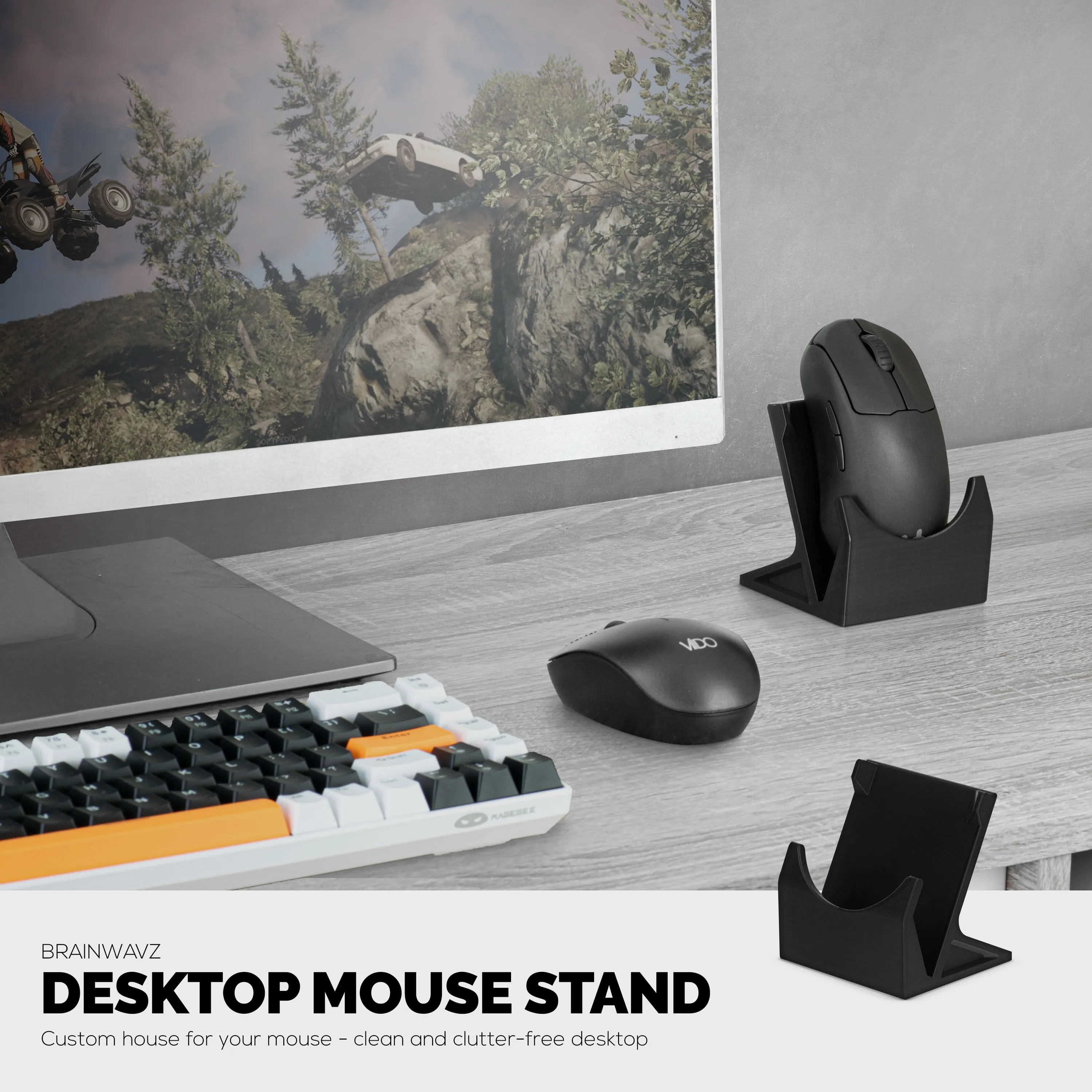 Desktop PC Mouse Stand Holder for Gaming & Office Mice like Logitech, Razer, Corsair & More