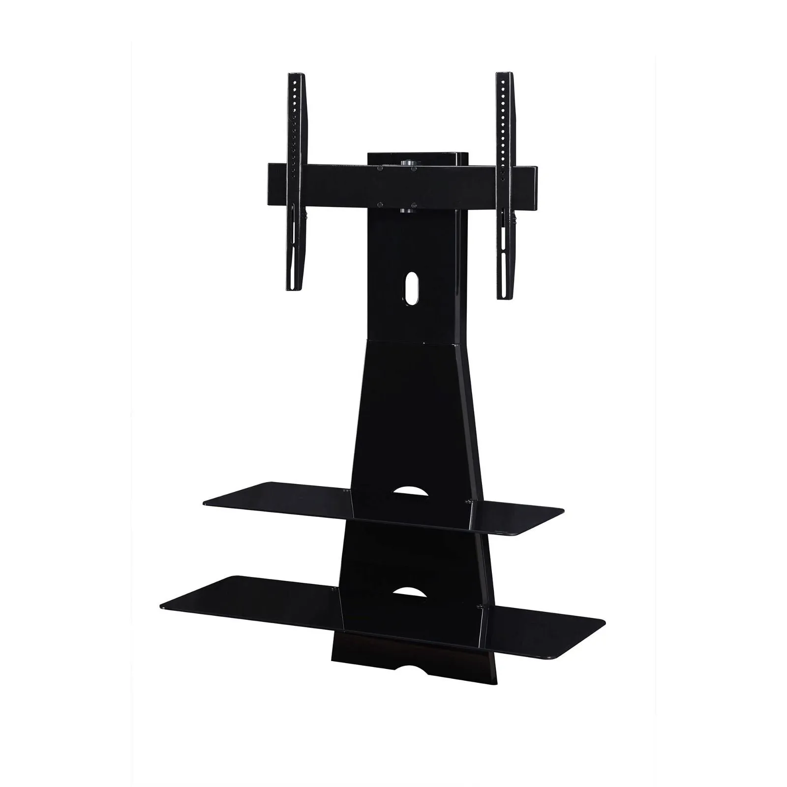 Electra Black Wall Mount TV Stand with Bracket Mount, Two Shelves, Cable Management by Tauris