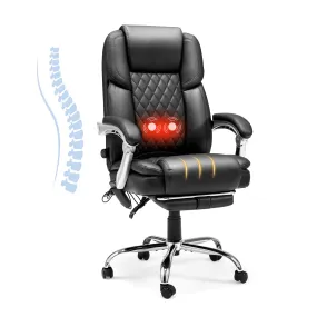 Executive Office Chair, Ergonomic Desk Chair Big and Tall Massage and Heated, Black