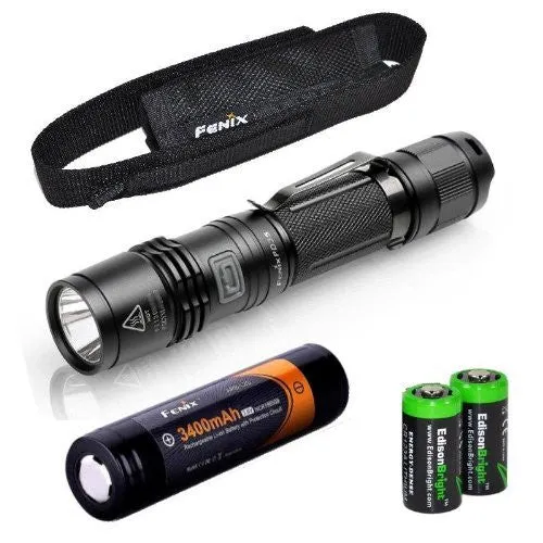 Fenix PD35 2014 Edition 960 Lumen CREE XM-L2 U2 LED Tactical Flashlight, Fenix 18650 ARB-L2S 3400mAh rechargeable Li-ion battery with Two EdisonBright CR123A Lithium Batteries