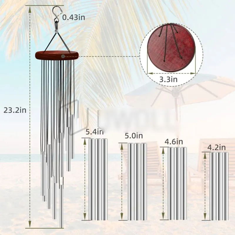 GoodVybe™ 23" Garden Wind Chimes: 2Pcs, Pleasant Tone, 12 Aluminum Tubes Decor