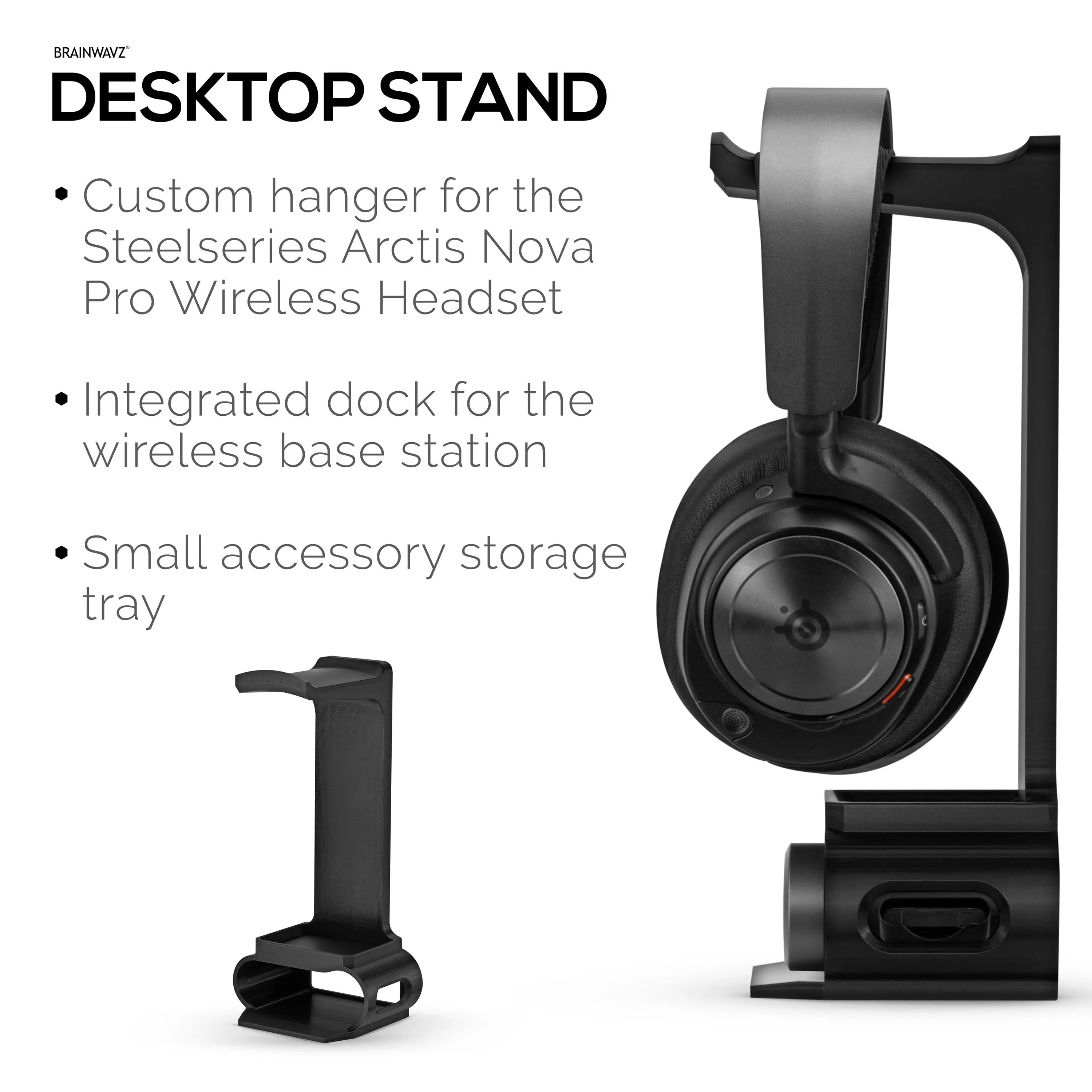 Headphone Stand Designed for Steelseries Arctis Nova Pro Wireless Headsets with Dock for the Wireless Base Station