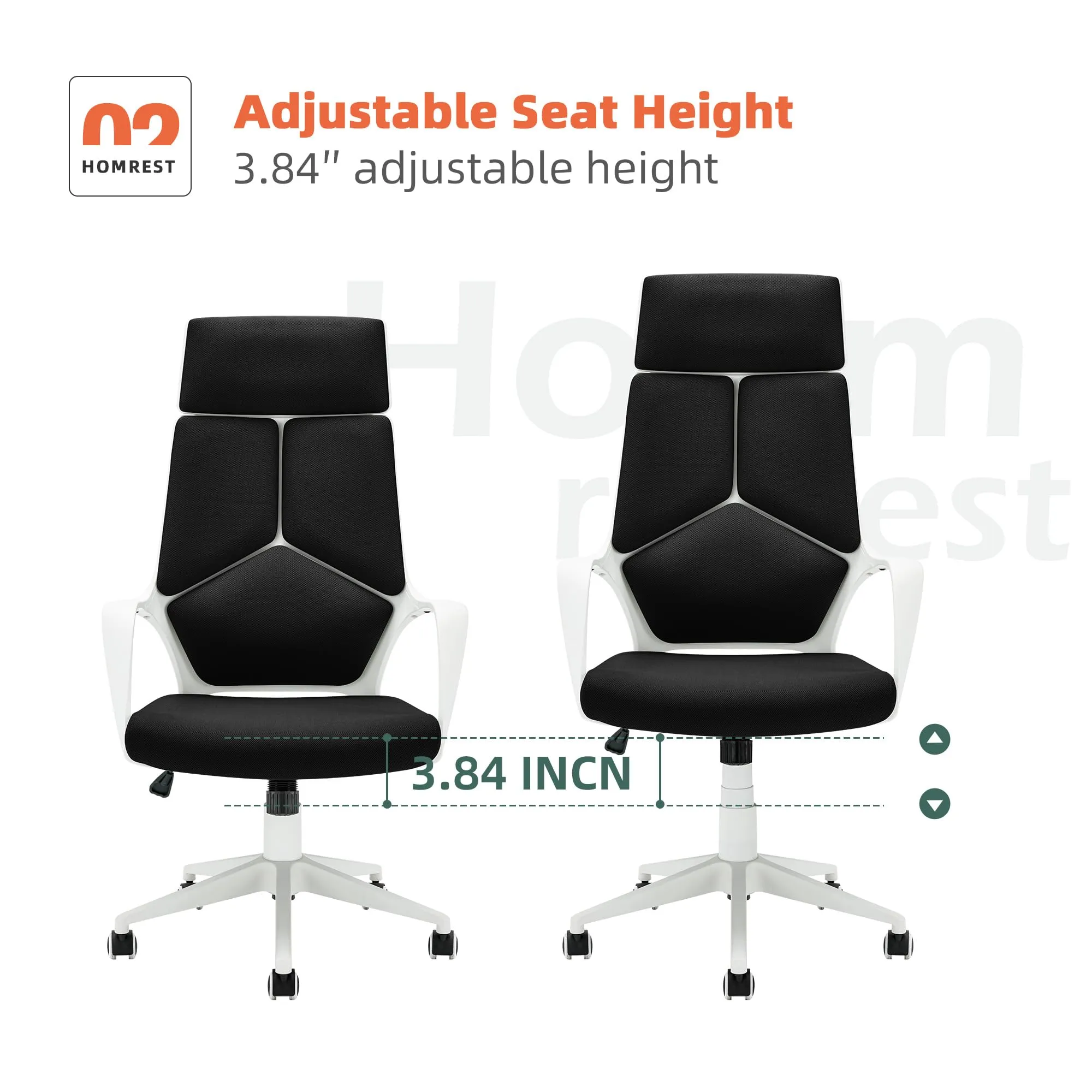 Homrest Office Computer Desk Chair with Wheels and Adjustable Swivel Rolling for Home Office, Black - LIMITED TIME SALE!