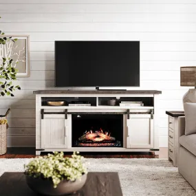 Loft 64" Vintage White Electric Fireplace & Media Console