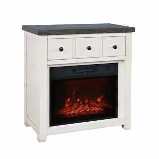 Loft Vintage White Electric Fireplace & Media Console -32"