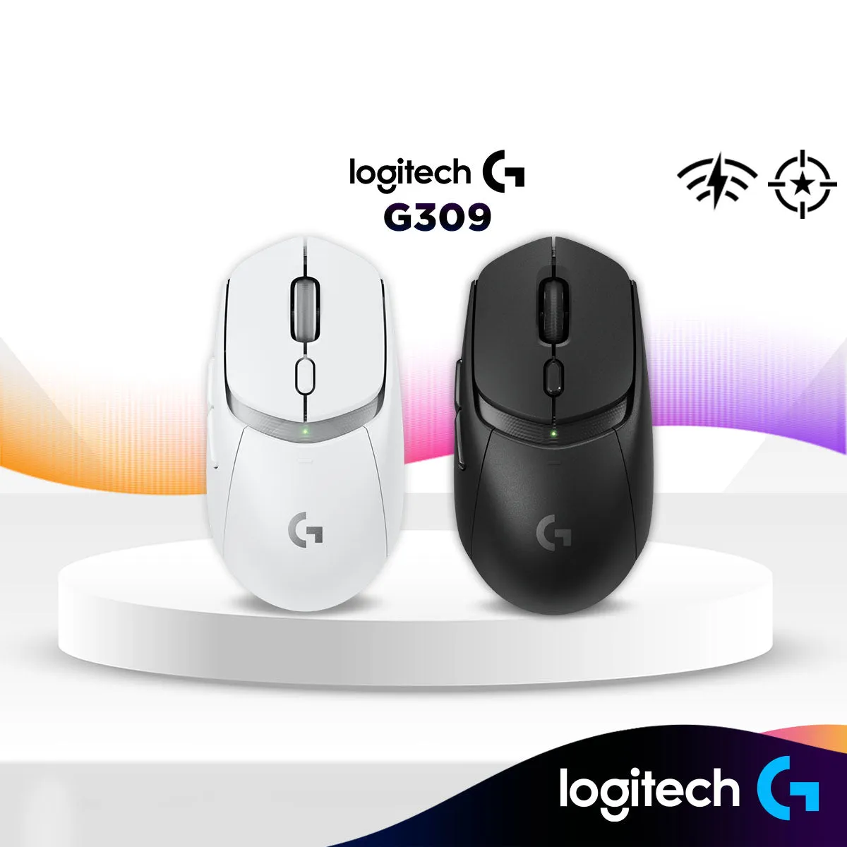 Logitech G309 LIGHTSPEED Wireless Gaming Mouse, Lightweight, LIGHTFORCE Hybrid Switches, HERO 25K Sensor - Black / White