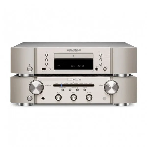 Marantz PM6007 Integrated Amp & CD6007 CD Player Silver with Bowers & Wilkins 607 S3 Speakers White