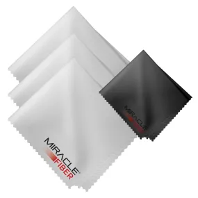 Miracle Fiber Microfiber Cleaning Cloths (EXTRA LARGE PACK 3 Grey and 1 Black)