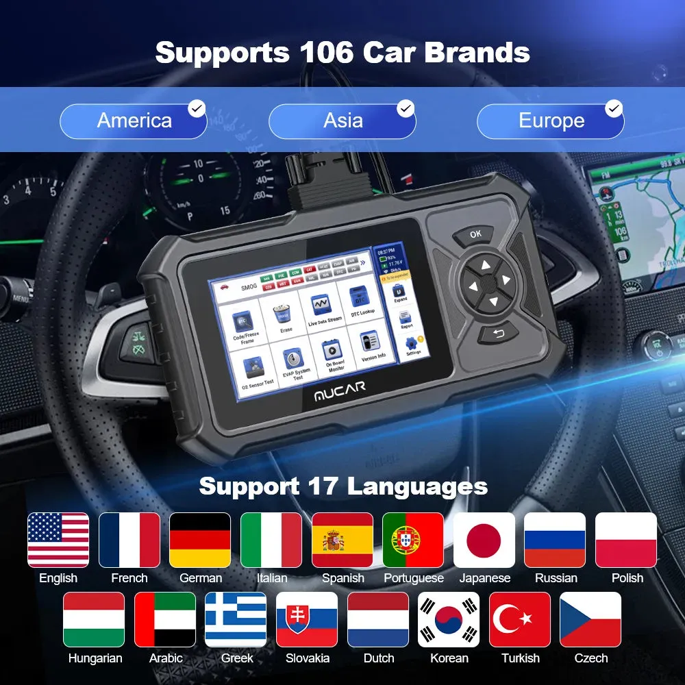 MUCAR CDE900 PRO OBD2 Diagnostic Tool With 4 System Diagnostics ECM TCM ABS SRS Automotive Scanner Car Code Reader OBD 2 Scanner