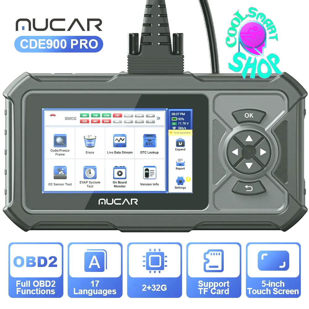 MUCAR CDE900 PRO OBD2 Diagnostic Tool With 4 System Diagnostics ECM TCM ABS SRS Automotive Scanner Car Code Reader OBD 2 Scanner