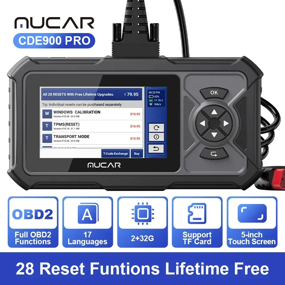 MUCAR CDE900 PRO OBD2 Diagnostic Tool With 4 System Diagnostics ECM TCM ABS SRS Automotive Scanner Car Code Reader OBD 2 Scanner