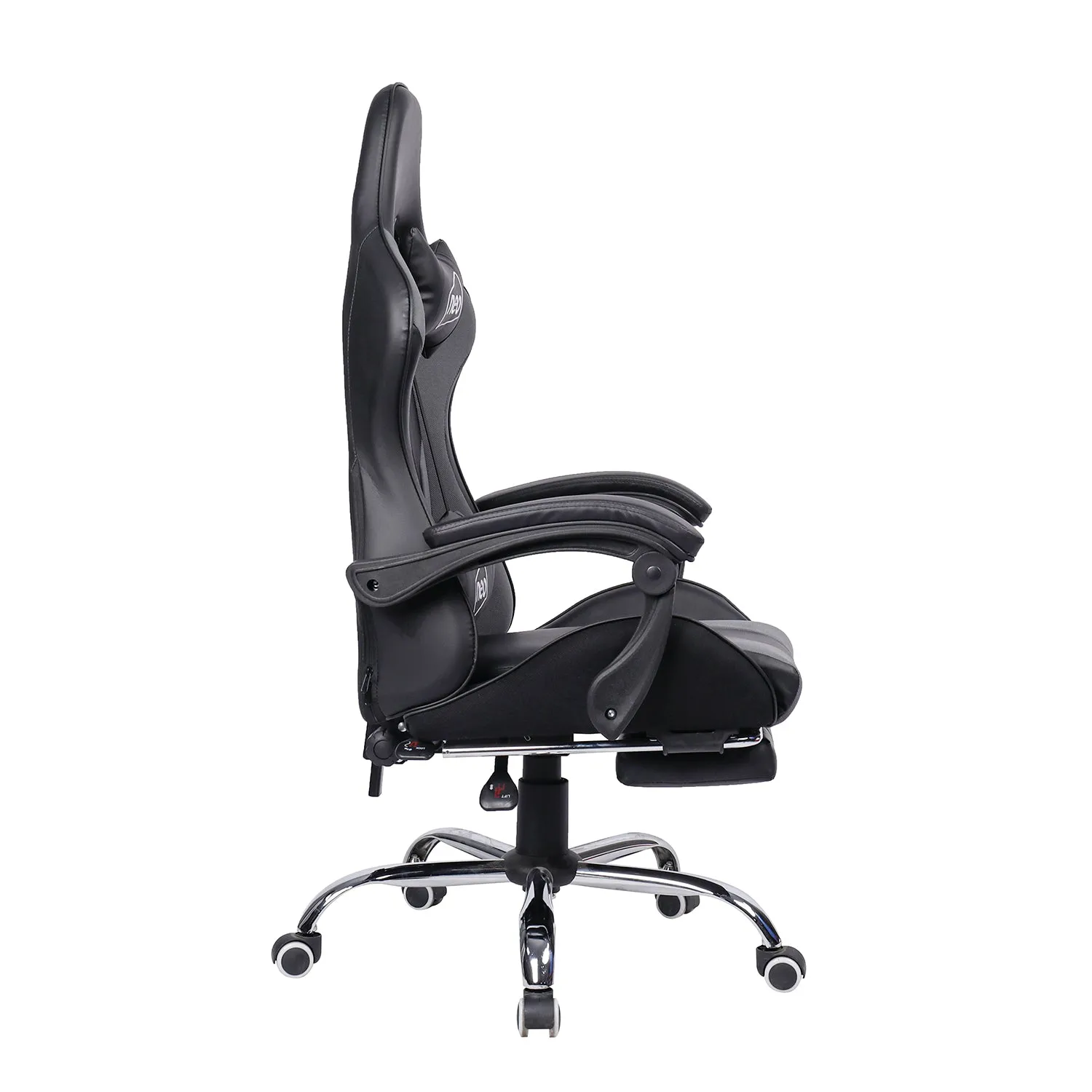 Neo Grey/Black Leather Gaming Chair with Massage Function