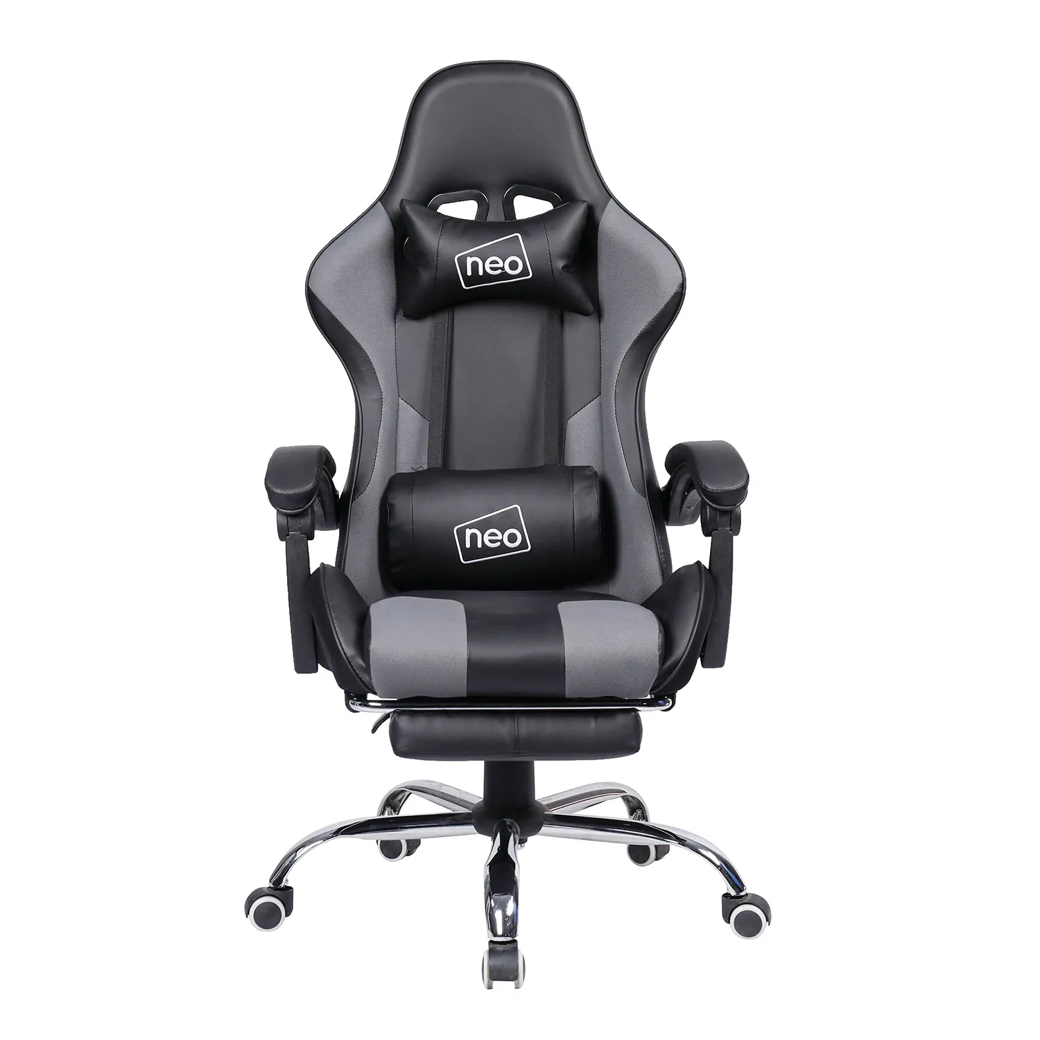 Neo Grey/Black Leather Gaming Chair with Massage Function