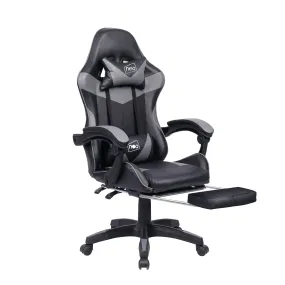 Neo Grey/Black Massage Leather Gaming Chair with Footrest