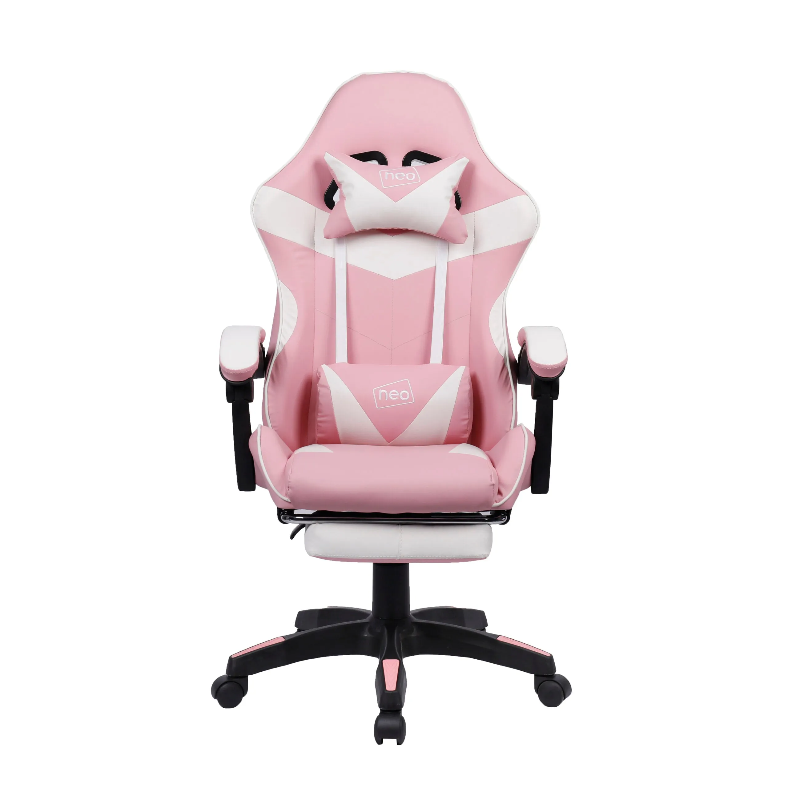 Neo Pink and White Massage Leather Gaming Chair