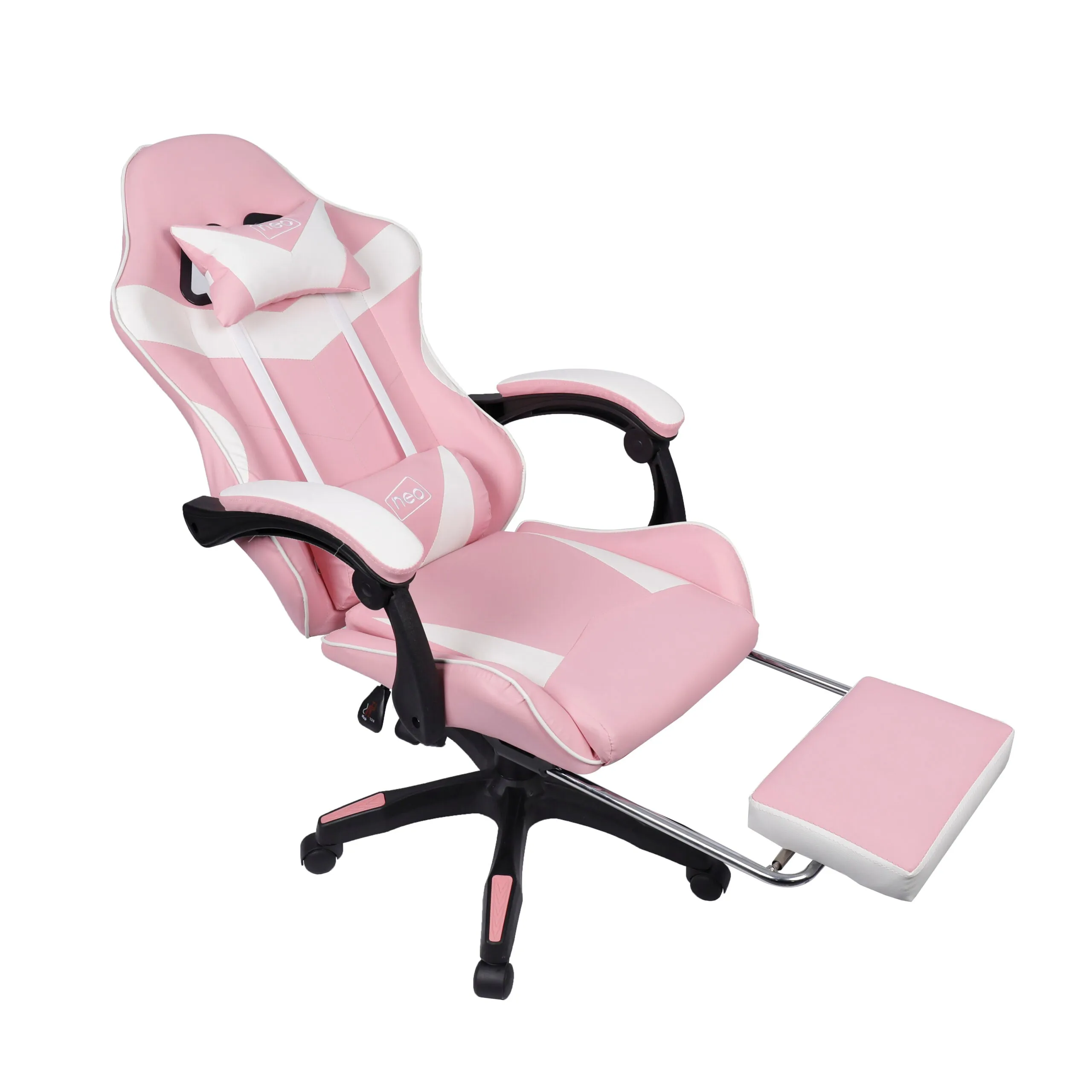 Neo Pink and White Massage Leather Gaming Chair