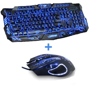 New Red/Purple/Blue Led Backlight USB Wired Laptop PC Pro Gaming Keyboard Mouse Combo