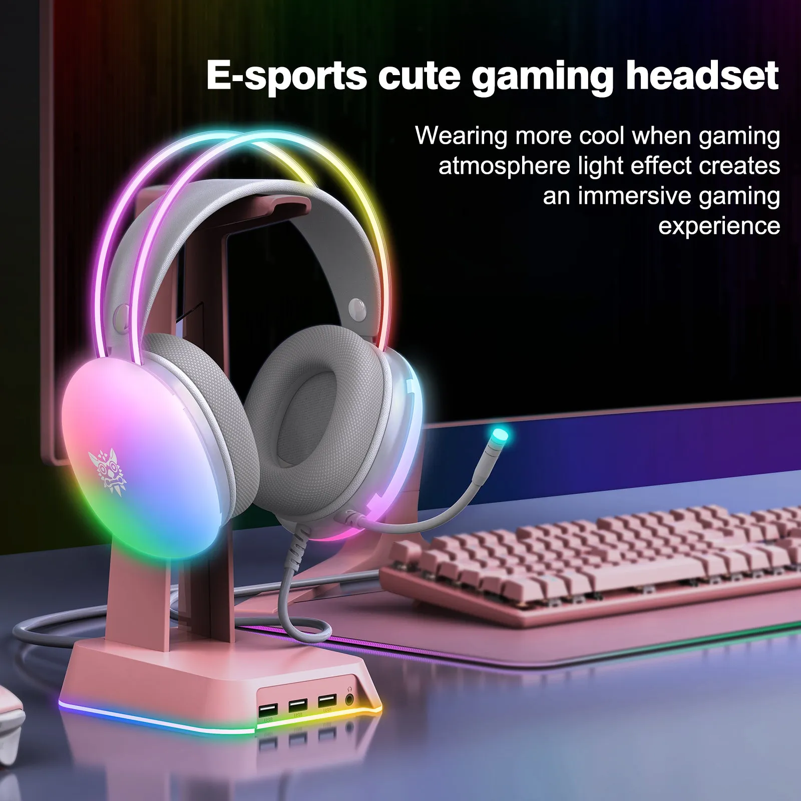 Onikuma X25 RGB Gaming Headsets with Mic for PC & Laptop